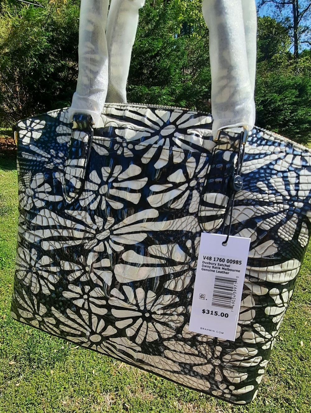 BRAND NEW DAISY BATIK CROCODILE Embossed Black and White Tote Bag - Picture 3 of 4